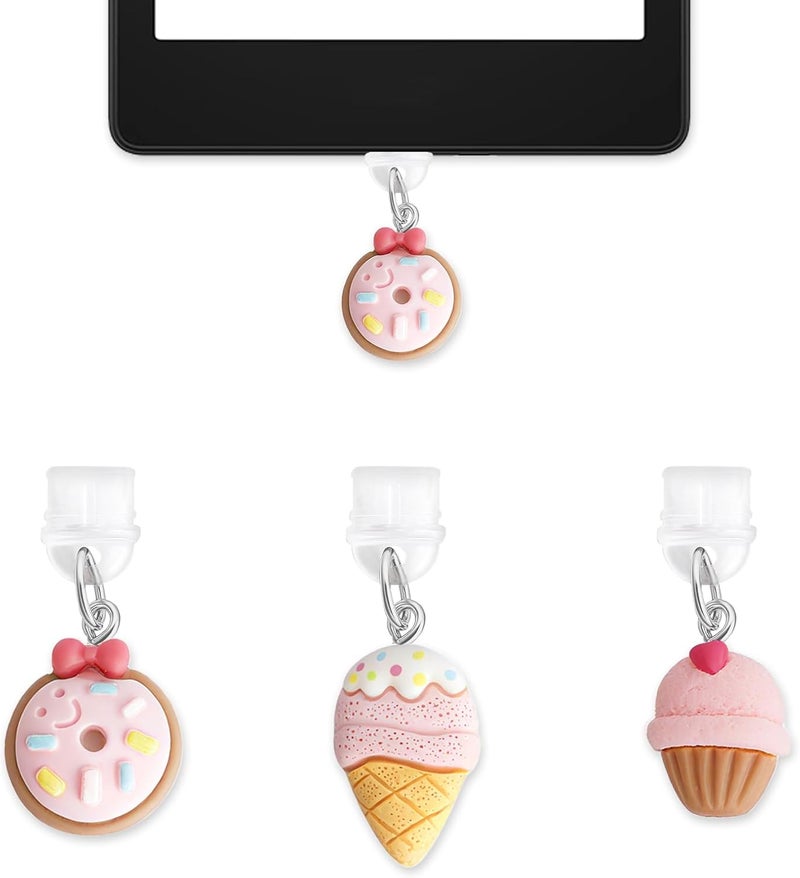 QPIXVB 3PCS Dust Plug Charm Type C,Kindle Dust Plug Charm,Strawberry Kindle Paperwhite Accessories for Readers Book Lover Women Men Teachers Students - Image 1